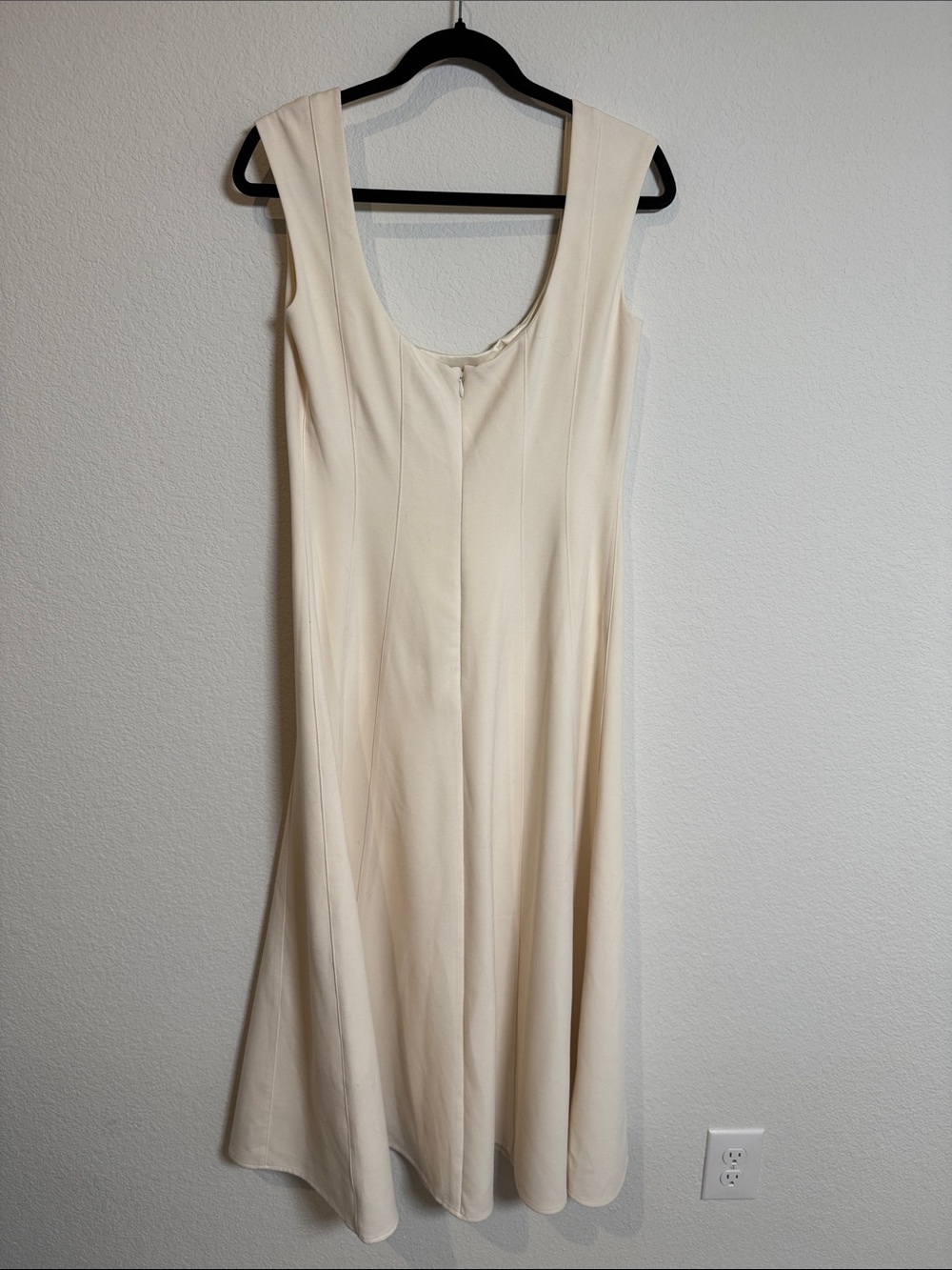 STAUD Charlotte Dress in Ecru Cream Scoop Neck A-Line Women's Size 8 - Picture 4 of 6
